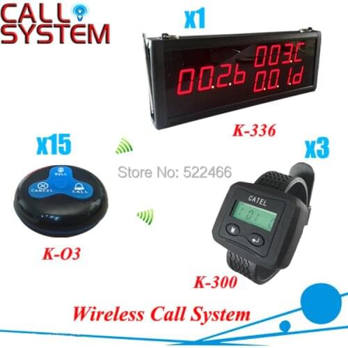 1 number display, 3 wireless watch receiver and 15 call buttons, newest restaurant wireless call bell systme, shipping free