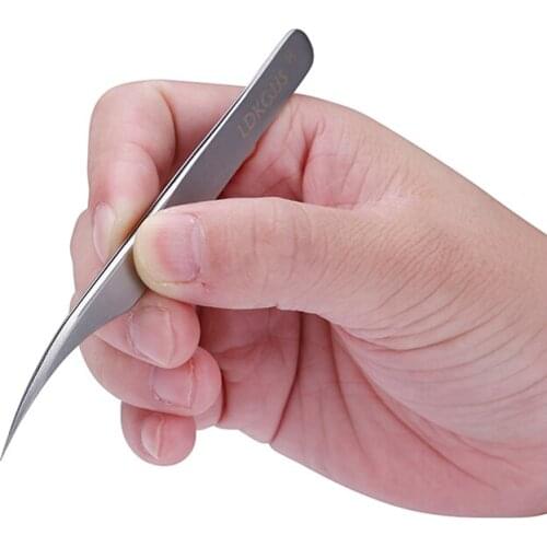 10pcs/lot Precision Stainless Steel Electronics Industrial Tweezers Curved Tip Forceps for Mobile Phone Repair Tools Sets pinzas