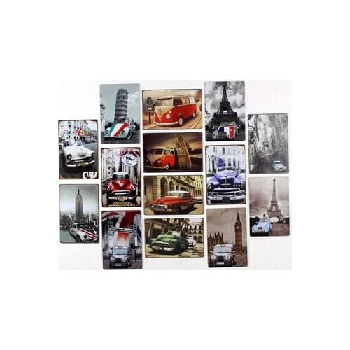 100 pcs Vintage Metal Painting Retro Finishing Coffee Bedroom Wall Decoration Home Decoration Iron Poster Metal Wall Art