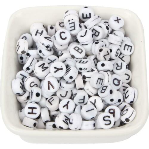 200Pcs Mixed Colorful Letter Acrylic Beads 7mm For Jewellery Marking Loose Spacer Beads Bracelet Necklace Charm Jewelry Finding