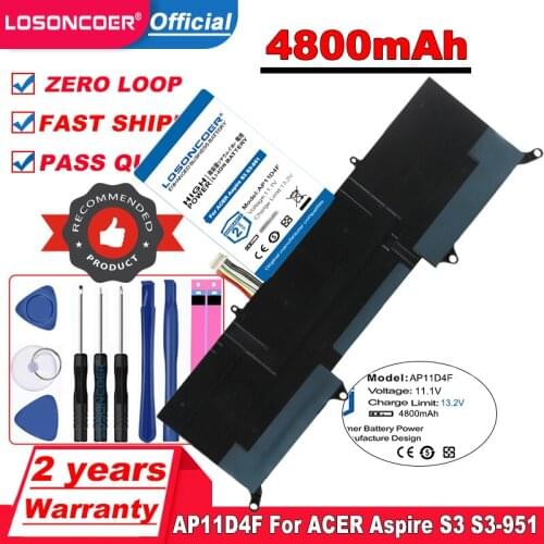 Top Brand 100% New AP11D4F AP11D3F Battery for ACER Aspire S3 S3-951 S3-951-2464G24iss S3-951-6464 S3-951-6646 MS2346 in stock