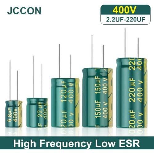 JCCON Aluminum Capacitor High Frequency Low ESR 400V 2.2UF 4.7UF 6.8UF 10UF 15UF 22UF 33UF 47UF 68UF Resistance Supercapacitor