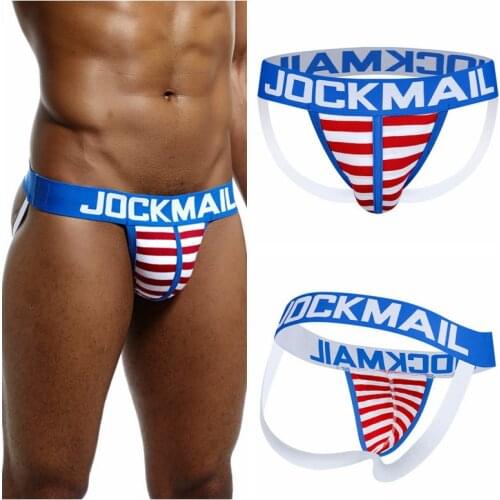 JOCKMAIL cotton sissy bikini sexy boy thongs striped gay jockstraps mens underwear G-string Rainbow LGBTQ Clothing