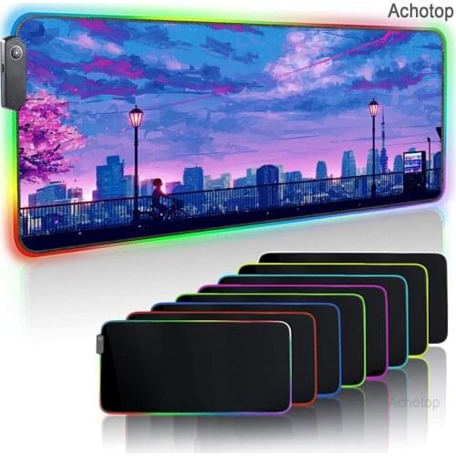 Anime Morty RGB Large Mouse Pad LED Backlit Computer Mousepad tapis de souris for Gamer Office PC Rick Desk Mat XXL Mause Pad