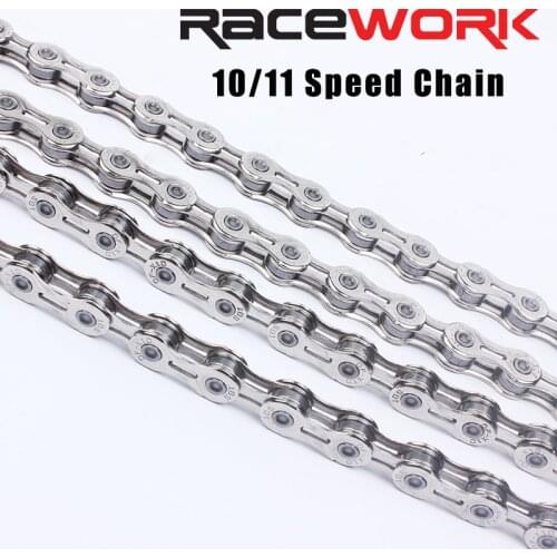 RACEWORK 8 9 10 11 Speed Bicycle Chain Silver Half Hollow 116L Mountain Road Bike Chains For Shimamo SRAM Campagnolo System