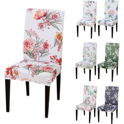 Floral Print Dining Room Chair Covers Universal Spandex Seat Covers Pastoral Style Stretch Protector Case Wedding Banquet Decor
