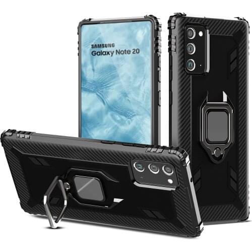 For Samsung Galaxy Note 20 Ultra Case Soft Silicone carbon fiber With Stand Ring protective back cover case for samsung note 20