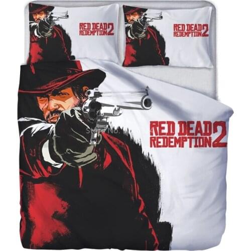 John Marston 3D Cartoon Queen King Size Bedding Set Red Dead Redemption Game Printed Comforter Cover Set Bed Linens Home Textile