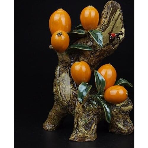 Folk Art Porcelain Ceramic Traditional Chinese Fruit Figurine Collection Vivid Handcraft for Home Decoration SYXF008