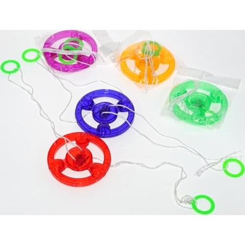20pcs/lot Glow Flashing Whistle Flying Saucer Toys LED Luminous Flywheel Toy for Kids Party Supplies Light Up Hand Pull Toys