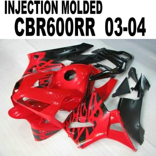 Injection Fairings For Honda CBR600 2003 2004 cbr600 04 03 ( Red black ) free customize decal Fairing kit l60