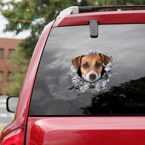 EARLFAMILY 13cm x 11.9cm for Jack Russell Terrier Glass Shards Car Stickers Funny Decal Car Assessoires Windshield Sticker