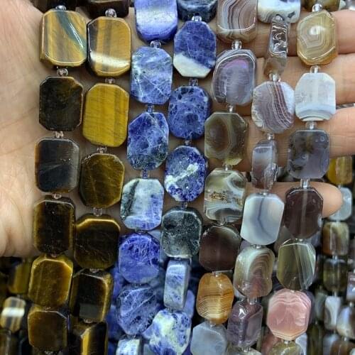 Natural Botswana Agates Tiger Eagle Eye Blue Sodalite Beads DIY Freeform Geometric Loose Stone Beads For Jewelry Making Beads