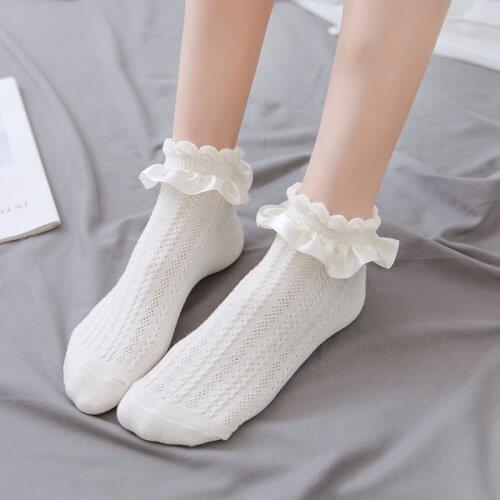Woman Socks Ruffle Socks Lolita Short Socks Cosplay Costumes Accessories Nylon Lace Socks Anime Cartoon Sweet Girls Hosiery