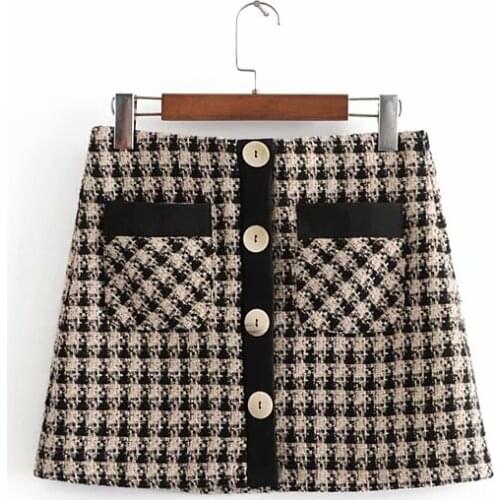 2019 spring and summer new womens clothing buckle twill soft mini skirt