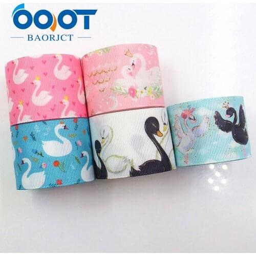 OOOT BAORJCT I-19221-435,38mm,10yard Cartoon swan Thermal transfer Printed grosgrain Ribbons,bow cap DIY accessories decorations