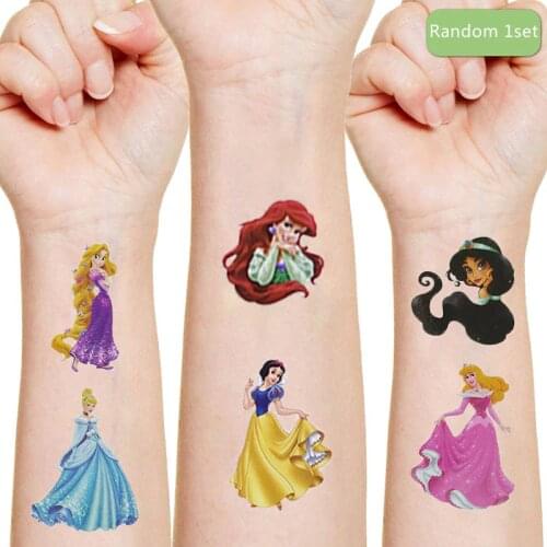 Hot Disney princess Cartoon Tattoo Sticker Random 1pc Action Character Toy Skin Decoration Children Girl Christmas Birthday Gift