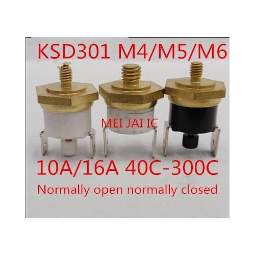 KSD301 thread 10A 16A 250v M4 M5 M6 normally open normally closed 40C-300C 130 135 140 145 150 155 160 165 170 175 180 185