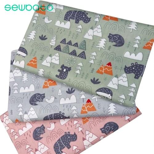 SEWBATO High Quality Twill Cotton Fabric Rhino Fox Hedgehog Pattern Cotton Cartoon Cloth For Cushion Sheet Handwork Decoration