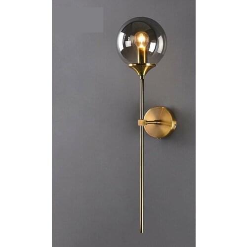 Modern Led Glass Ball Wall Lamp Fixture Nordic Golden Bedside Living Room Hallway Home Decoration Sconce Lighting Metal Lights