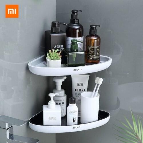 Xiaomi Corner Bathroom Organizer Shelf Shampoo Cosmetic Storage Rack Wall Mounted Kitchen Household Items Bathroom Accessories