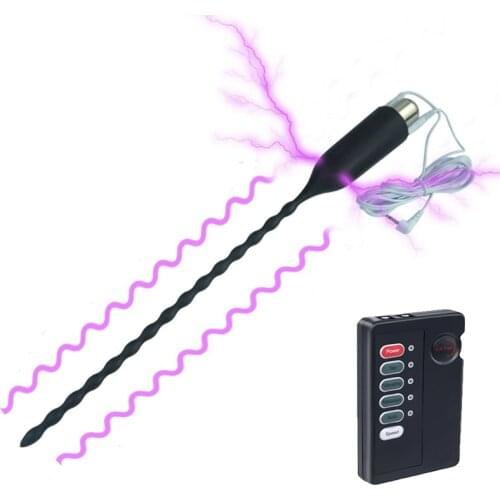 Vibrating Electro Shock Silicone Male Penis Urethral Plug Dilator Sounds Bi-Polar Electric Masturbator Sex Toys for Men