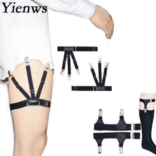 Yienws Mens Sock Suspenders Double Clip Suspensorio Camisa Shirt Garters Nylon Shirts Holder For Men Wholesale YiA010