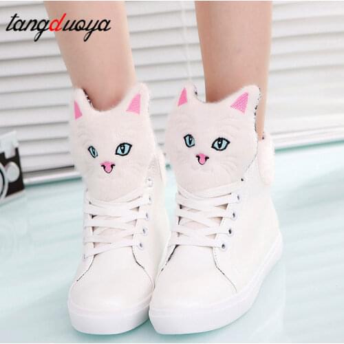 Autumn Women Shoes Fashion Casual Shoes Sneakers High Heels Cat Increased Internal platform Loafers High Top Shoes Woman