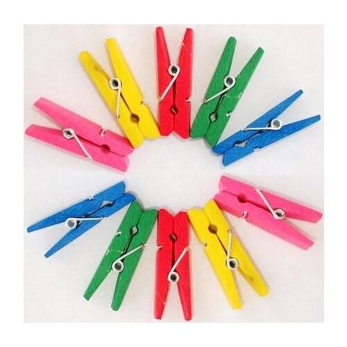 1000 Piece Mini Wooden Clothespins Clothes Pins 10 Color, 3.5*0.7cm Natural Wood Spring Clip Pegs Paper Photo Fast Free Shipping