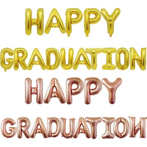 16 Inch Happy Graduation Balloon Set School Party Graduation Party Party Decoration Arrangement Aluminum Film Balloon Wholesale