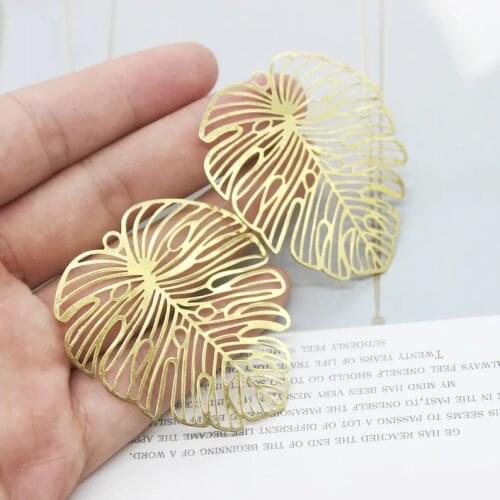 2pcs Brass Tortoise Leaf shape Charm, Statement Leaf Charms, Earring Findings, Jewelry Making, Diy Material, Jewelry Supplies