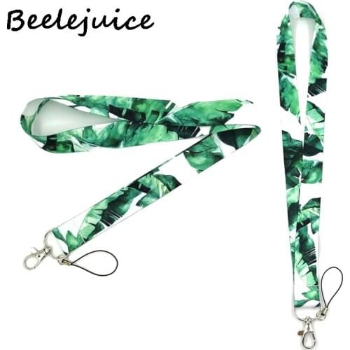 24pcs Banana Green Leaves Neck Strap Lanyards ID badge card holder keychain Mobile Phone Strap Gift Ribbon webbing necklace Gift
