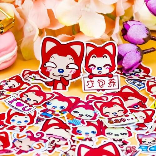 34pcs Creative Cute Self-made Ali fox scrapbooking Cartoon Paper stickers / Waterproof stationery diy print stickers kawaii
