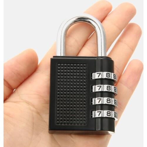 80*42*20mm Heavy Duty 4 Dial Digit Combination Lock Weatherproof Protection Security Padlock Outdoor Gym Safely Code Lock Black