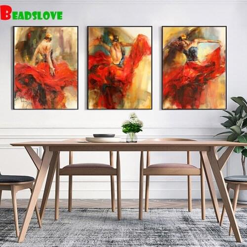 3pcs 5D DIY Diamond Painting Dancing girl Full Square round Drill Diamond Embroidery Cross Stitch G227