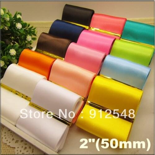 2"(50mm) SATIN RIBBON WEDDING PARTY TABLE ANNIVERSARY CAKE FLOWER DECORATING, diy hair accessory bow accessories,14 color mix