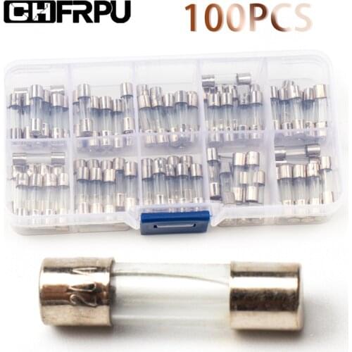 10 kinds of 100 pcs/1 box 5*20 fast-acting glass tube fuse car glass tube fuse matching kit 5X20 0.5A-20A household fuses
