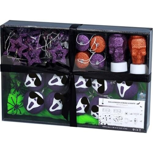 Halloween Black and White Series party gift mixed set skull and spider String Light Party Decorations warm white