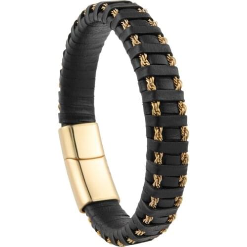 Vanbula European and American Fashion Simple Stainless Steel Leather Couple Bracelet Jewelry Couple Gift