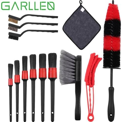 GARLLEN 13pcs MULTI-PURPOSE USE Brush Kit for Car Details Dirty Wheels/Types Exhaust Tips Undercarriage Cleaning