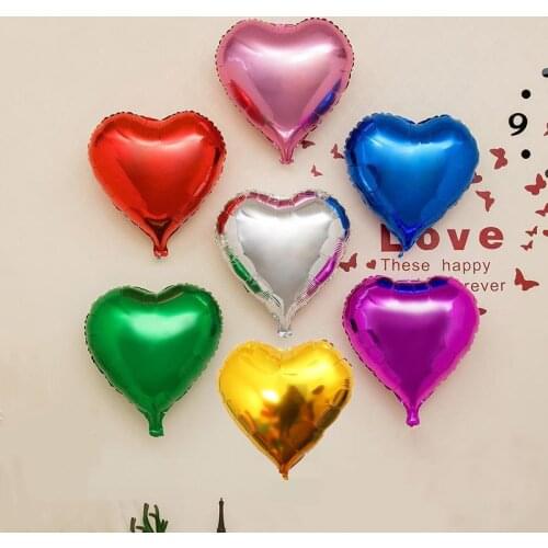 10pcs 10Inch Pink Heart Foil Helium Balloons Wedding Happy Birthday Party Decoration Adult Aluminium Love anniversaire Ballons
