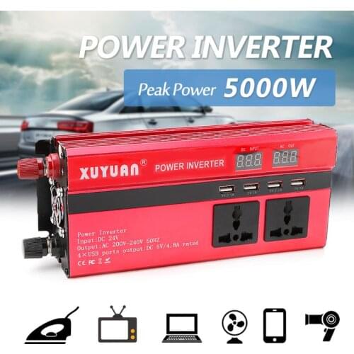 5000W Solar Power Inverter Sine Wave LED 4 USB DC12V To AC110V/220V Convert