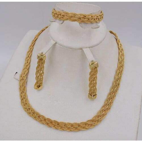 High Quality Italy 750 3 Color Jewelry Set For Women african beads jewlery fashion necklace set earring ethiopian jewelry