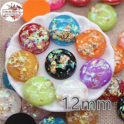 50pcs 12mm mix color seashell shiny round Buttons Home Garden Crafts Cabochon Scrapbooking DIY small craft