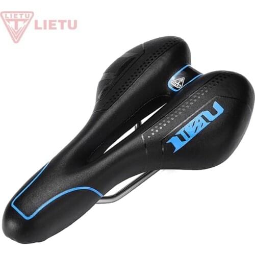 LIETU 3 Colors Thicken Soft Bike Saddle with Hollow Design and Leather Surface for MTB / Road Bicycles