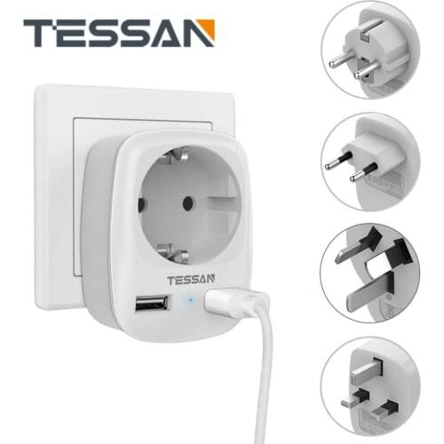 Mini Size International Travel Plug Adapter with EU Outlet and 2 USB Ports 5V/2.4A Wall Charger Protbale Power Socket