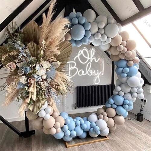Macaron Blue Balloons Garland Kit Wedding Birthday Decoration Doubled Apricot Balloon Arch Baby Shower Party Decor 140pcs/165pcs