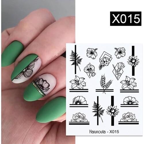 Harunouta Summer Flower Leaf Green Theme Water Decals Fruit Alphabet Sticker Sliders Decor For Manicuring Nail Art Watermarks