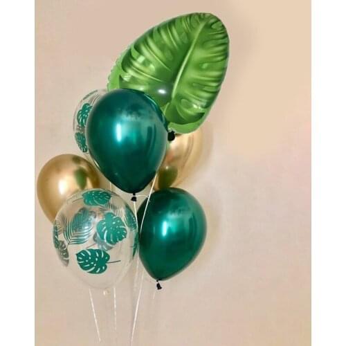 Palm Leaf Latex Balloon Tropical Party Decorations Green Leaves Balloons Wedding Hawaiian Party Aloha Birthday Balloons Globos