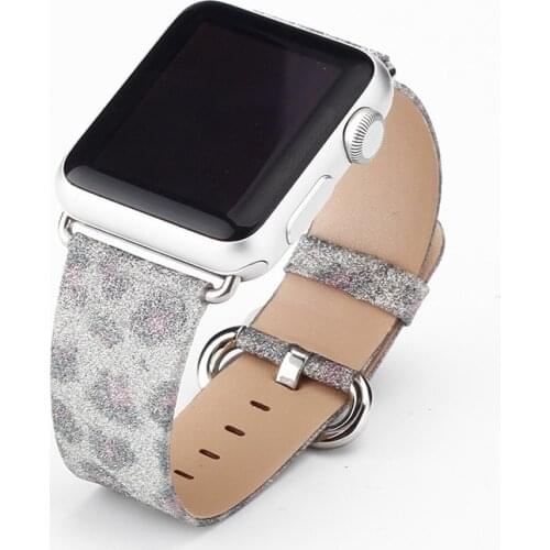 Sequin Leopard 38 40 42 44mm for iwatch 5 4 3 2 1 Watch Genuine leather cheetah Band for Apple Watch Series 5 4 3 2 Strap